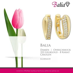 Balia Damen Creolen aus 333 Gelbgold mit Zirkonia BGO0042GW