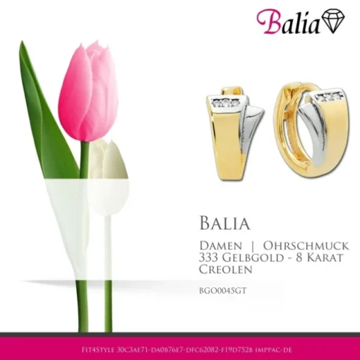 Balia Damen Creolen aus 333 Gelbgold mit Zirkonia BGO0045GT
