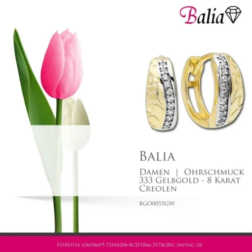 Balia Damen Creolen aus 333 Gelbgold mit Zirkonia BGO0055GW