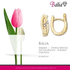 Balia Damen Creolen aus 333 Gelbgold mit Zirkonia BGO0059GW