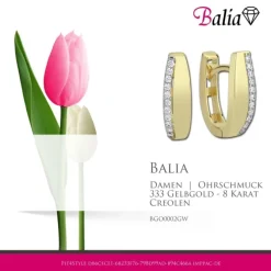 Balia Damen Creolen aus 333 Gelbgold mit Zirkonia BGO0002GW