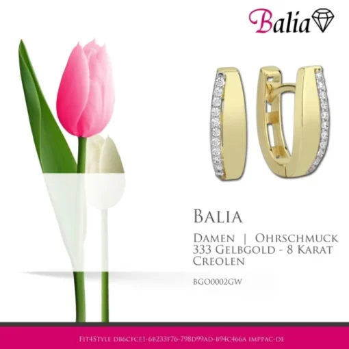 Balia Damen Creolen aus 333 Gelbgold mit Zirkonia BGO0002GW