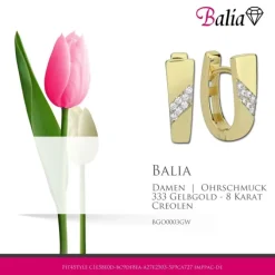 Balia Damen Creolen aus 333 Gelbgold mit Zirkonia BGO0003GW