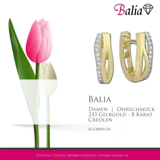 Balia Damen Creolen aus 333 Gelbgold mit Zirkonia BGO0001GW