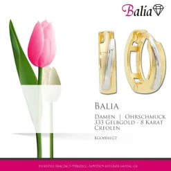 Balia Damen Creolen aus 333 Gelbgold zweifarbig BGO0041GT