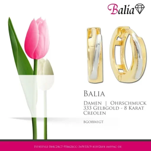Balia Damen Creolen aus 333 Gelbgold zweifarbig BGO0041GT
