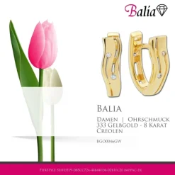 Balia Damen Creolen aus 333 Gelbgold mit Zirkonia BGO0046GW