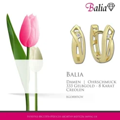 Balia Damen Creolen aus 333 Gelbgold mit Zirkonia BGO0005GW