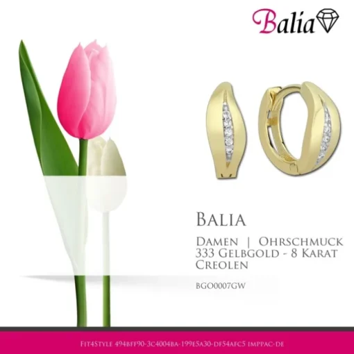 Balia Damen Creolen aus 333 Gelbgold mit Zirkonia BGO0007GW