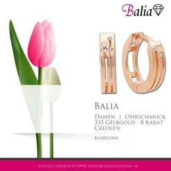 Balia Damen Creolen aus 333 Rosegold mit Zirkonia BGO0033RW