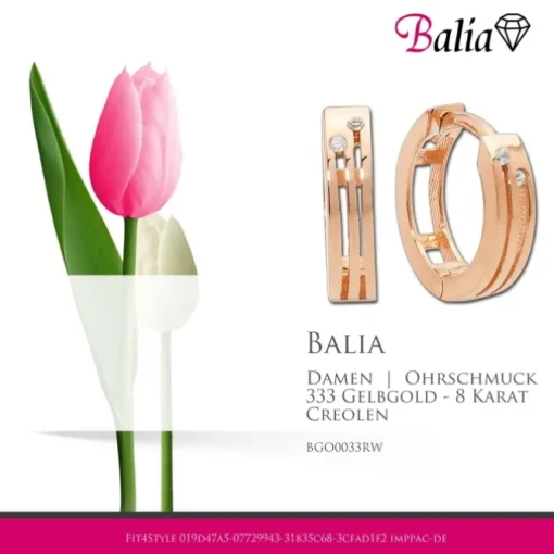 Balia Damen Creolen aus 333 Rosegold mit Zirkonia BGO0033RW