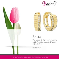 Balia Damen Creolen aus 333 Gelbgold mit Zirkonia BGO0037GW