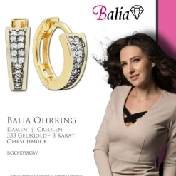 Balia Damen Creolen aus 333 Gelbgold mit Zirkonia BGO0038GW