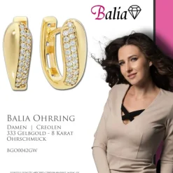 Balia Damen Creolen aus 333 Gelbgold mit Zirkonia BGO0042GW