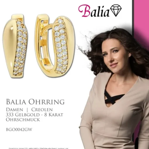 Balia Damen Creolen aus 333 Gelbgold mit Zirkonia BGO0042GW
