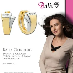 Balia Damen Creolen aus 333 Gelbgold mit Zirkonia BGO0045GT
