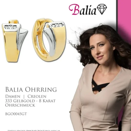 Balia Damen Creolen aus 333 Gelbgold mit Zirkonia BGO0045GT