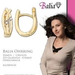 Balia Damen Creolen aus 333 Gelbgold mit Zirkonia BGO0059GW