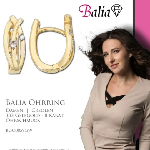 Balia Damen Creolen aus 333 Gelbgold mit Zirkonia BGO0059GW