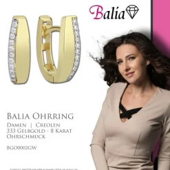 Balia Damen Creolen aus 333 Gelbgold mit Zirkonia BGO0002GW