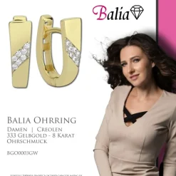 Balia Damen Creolen aus 333 Gelbgold mit Zirkonia BGO0003GW