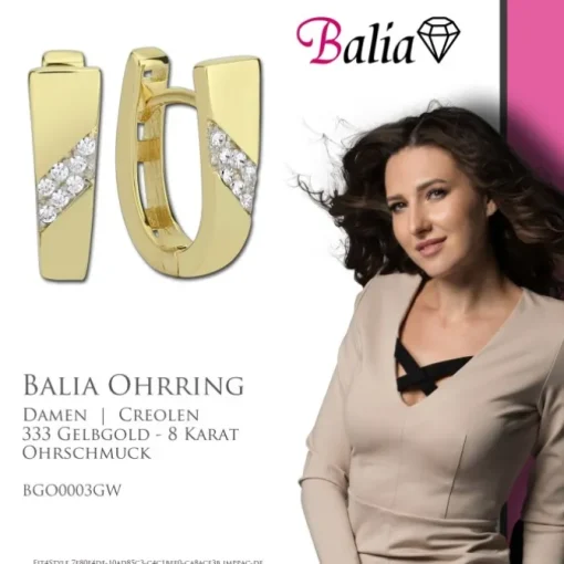 Balia Damen Creolen aus 333 Gelbgold mit Zirkonia BGO0003GW