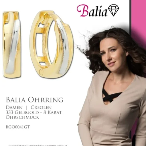 Balia Damen Creolen aus 333 Gelbgold zweifarbig BGO0041GT