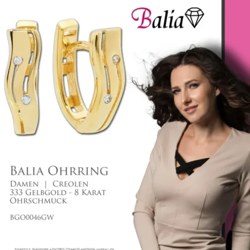 Balia Damen Creolen aus 333 Gelbgold mit Zirkonia BGO0046GW