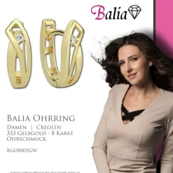 Balia Damen Creolen aus 333 Gelbgold mit Zirkonia BGO0005GW