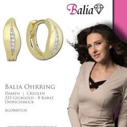 Balia Damen Creolen aus 333 Gelbgold mit Zirkonia BGO0007GW