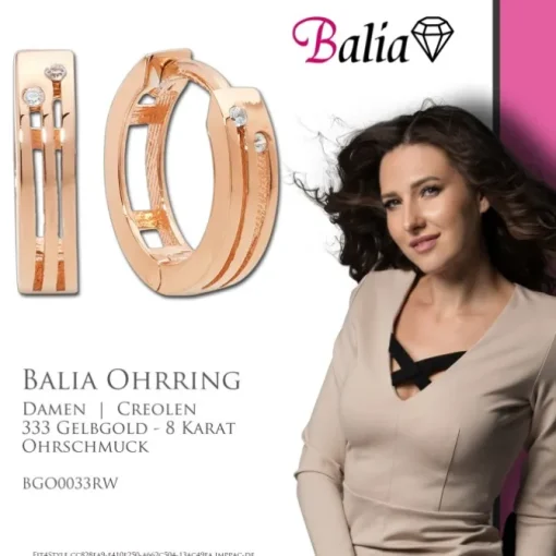 Balia Damen Creolen aus 333 Rosegold mit Zirkonia BGO0033RW