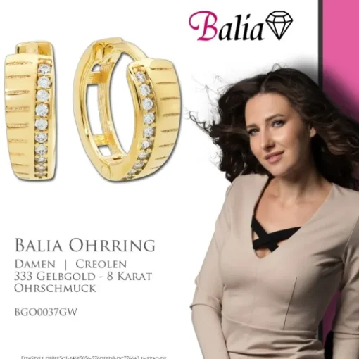 Balia Damen Creolen aus 333 Gelbgold mit Zirkonia BGO0037GW