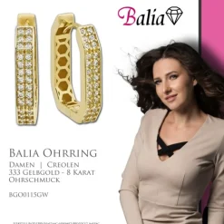 Balia Damen Creolen Karree Zirkonia aus 333 Gelbgold BGO0115GW