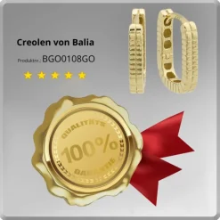 Balia Damen Creolen Muster eckig aus 333 Gelbgold BGO0108GO