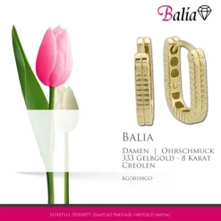 Balia Damen Creolen Muster eckig aus 333 Gelbgold BGO0108GO