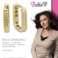 Balia Damen Creolen Muster eckig aus 333 Gelbgold BGO0108GO