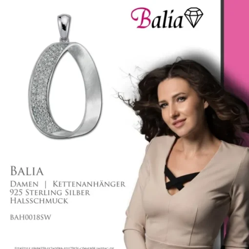 Balia Damen Kettenanhänger 925 Silber matt und poliert BAH0018SW