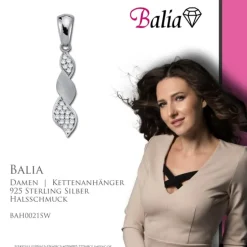 Balia Damen Kettenanhänger 925 Silber matt und poliert BAH0021SW