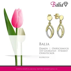 Balia Damen Ohrhänger aus 333 Gelbgold mit Zirkonia BGO0027GW