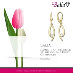 Balia Damen Ohrhänger aus 333 Gelbgold mit Zirkonia BGO0124GW