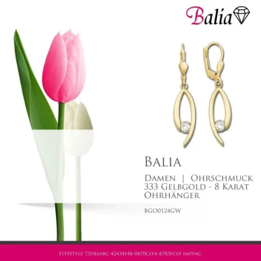 Balia Damen Ohrhänger aus 333 Gelbgold mit Zirkonia BGO0124GW
