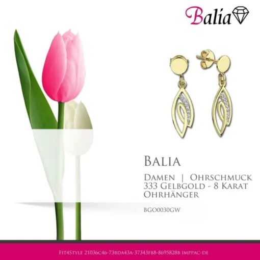 Balia Damen Ohrhänger aus 333 Gelbgold mit Zirkonia BGO0030GW