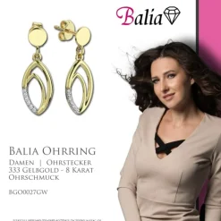 Balia Damen Ohrhänger aus 333 Gelbgold mit Zirkonia BGO0027GW