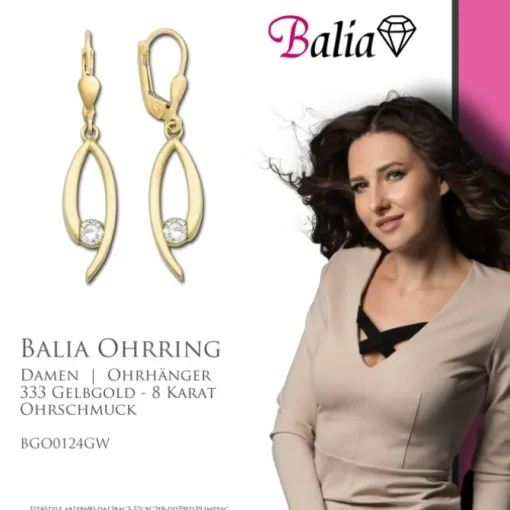 Balia Damen Ohrhänger aus 333 Gelbgold mit Zirkonia BGO0124GW