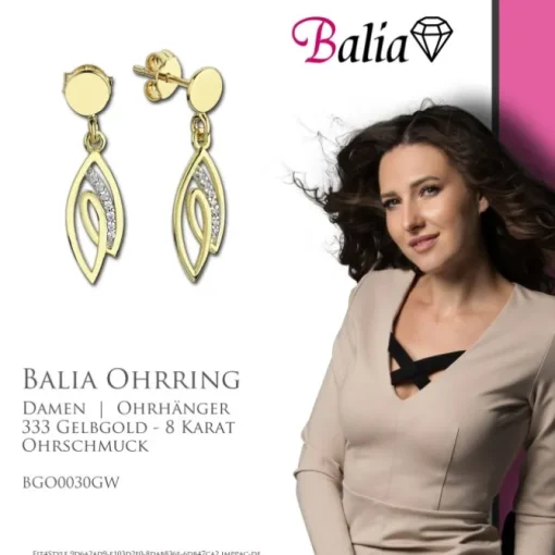 Balia Damen Ohrhänger aus 333 Gelbgold mit Zirkonia BGO0030GW