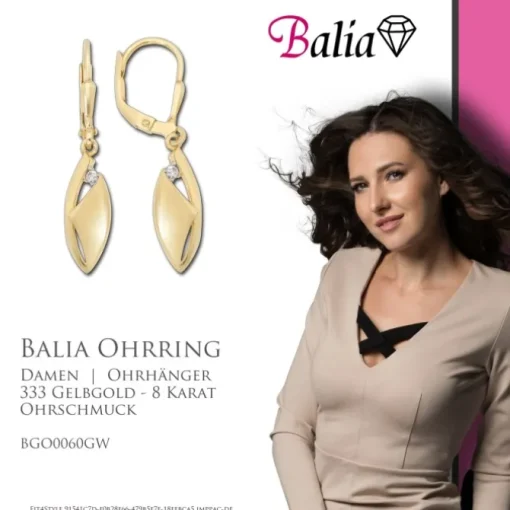 Balia Damen Ohrhänger aus 333 Gelbgold mit Zirkonia BGO0060GW