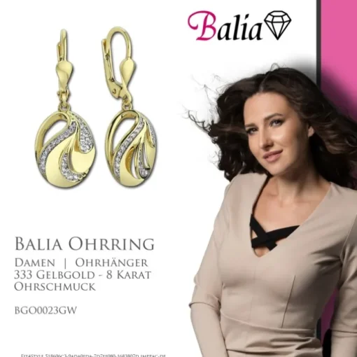 Balia Damen Ohrhänger aus 333 Gelbgold mit Zirkonia BGO0023GW