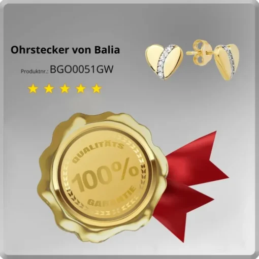 Balia Damen Ohrstecker aus 333 Gelbgold mit Zirkonia BGO0051GW