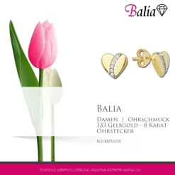 Balia Damen Ohrstecker aus 333 Gelbgold mit Zirkonia BGO0051GW