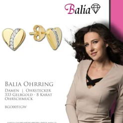 Balia Damen Ohrstecker aus 333 Gelbgold mit Zirkonia BGO0051GW